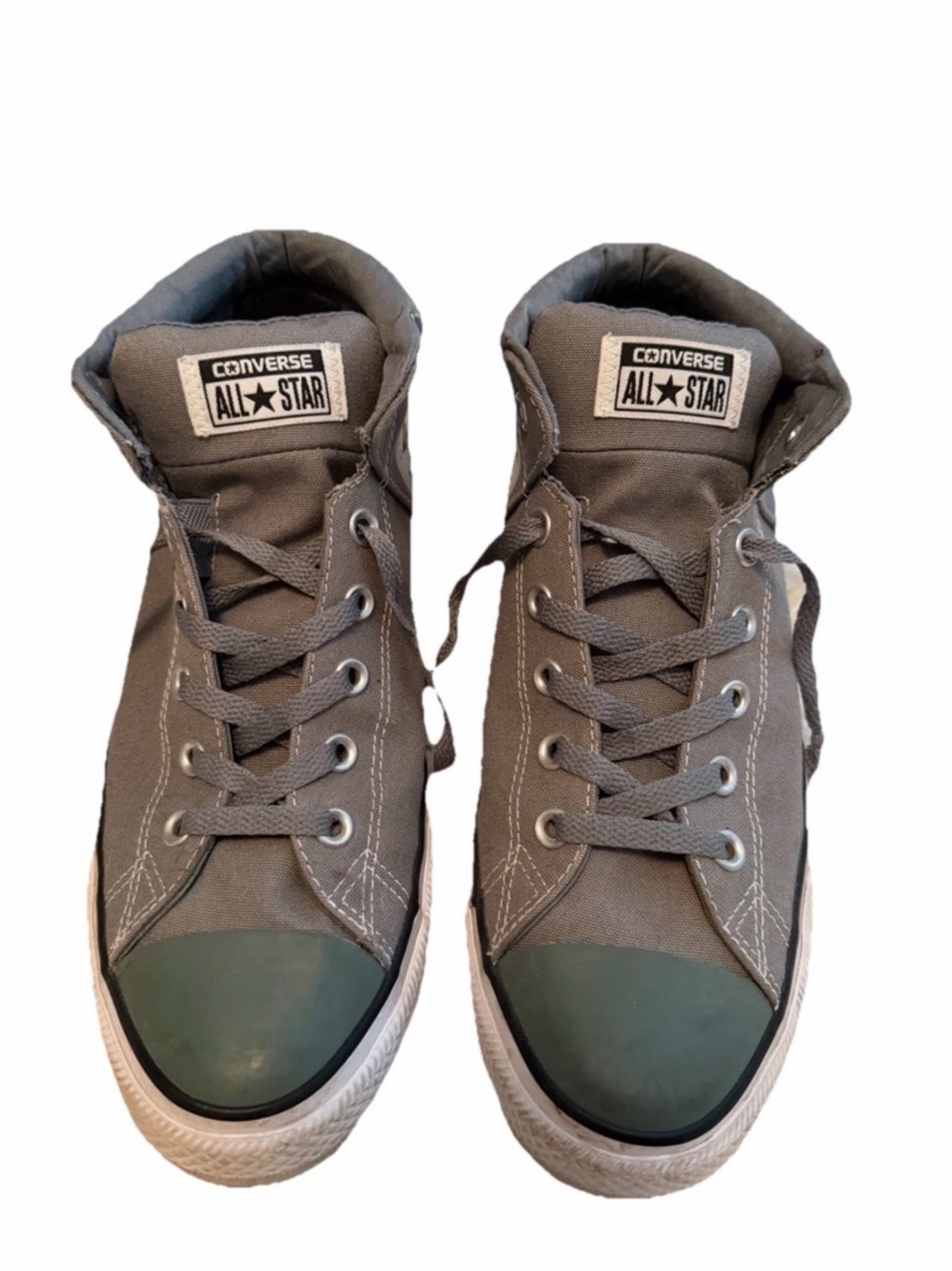 RARE Converse All Star Men's Gray High-Top Sneakers with Green Toe Caps